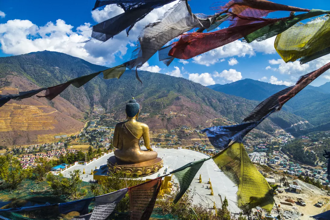 Great Buddha Dordenma is a gigantic Shakyamuni Buddha statue in the mountains of Bhutan, near Thimphu, the capital