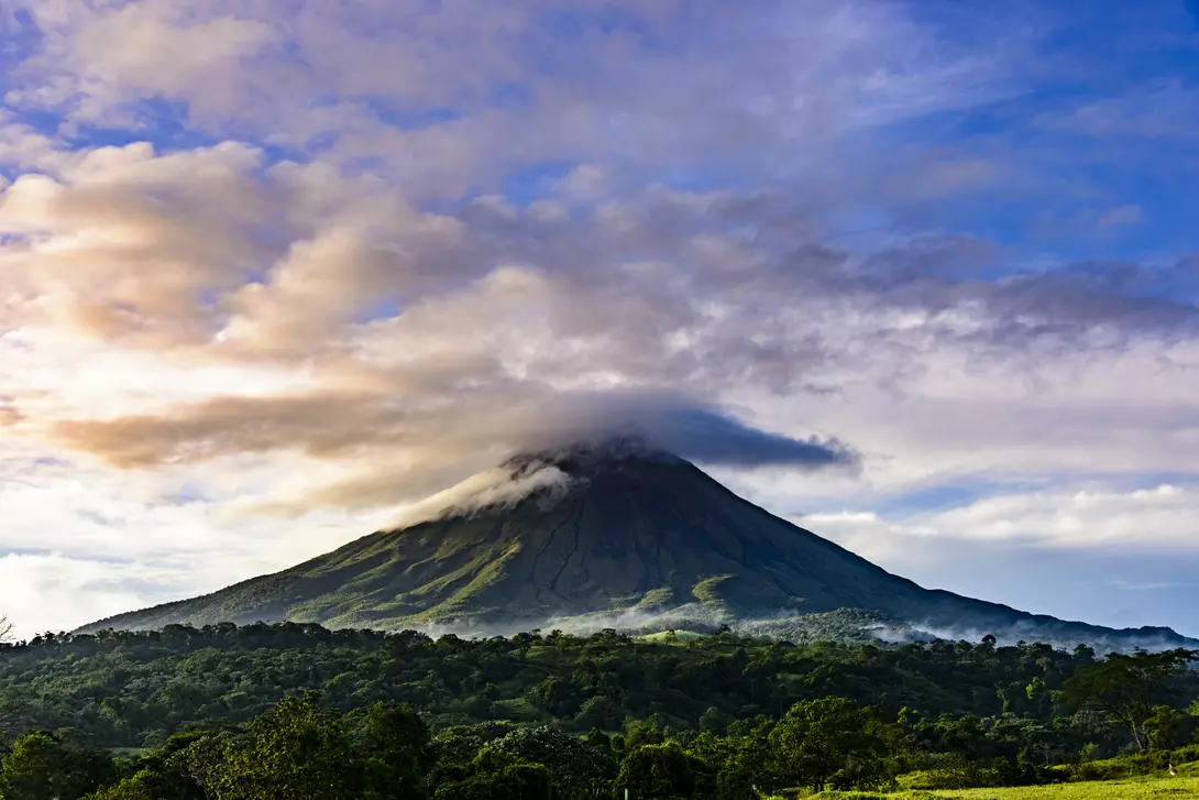 The famous Arenal Volcano in Costa Rica Dramatic skies over the Arenal Volcano, Costa Rica