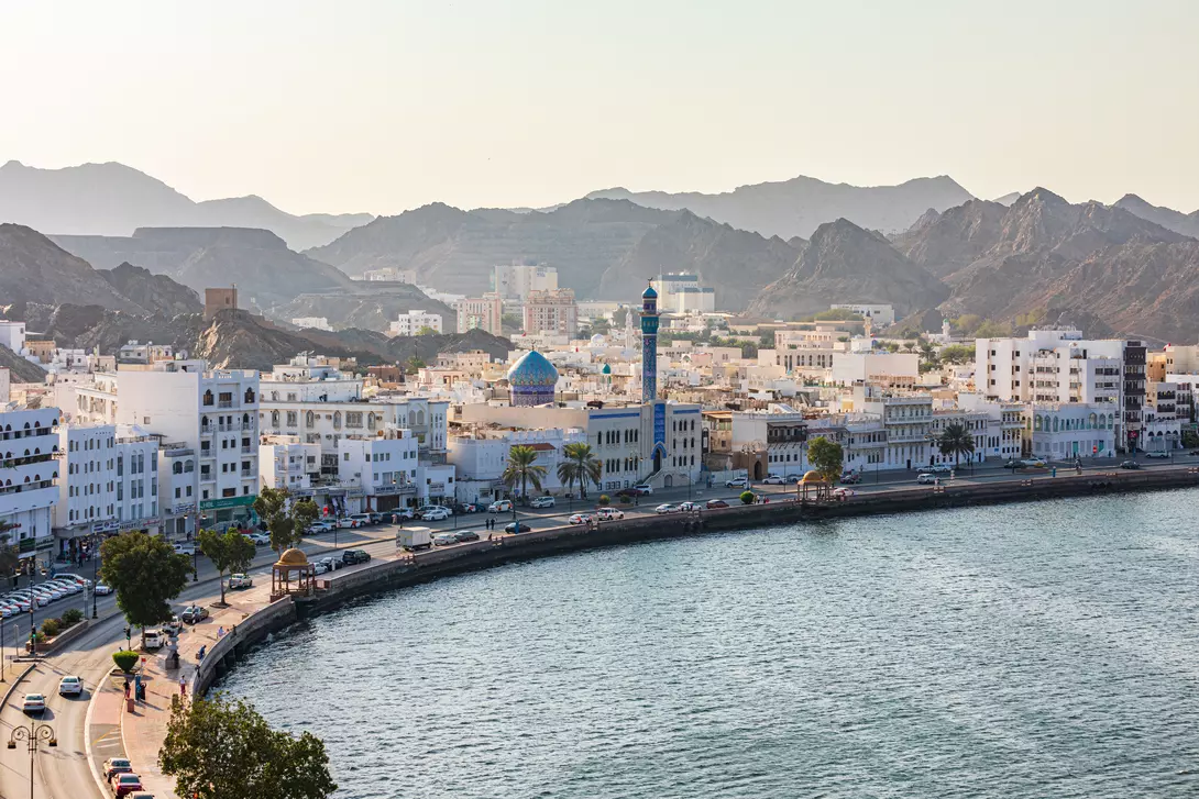 The waterfront and harbor in Muttra, one of Oman's port locations