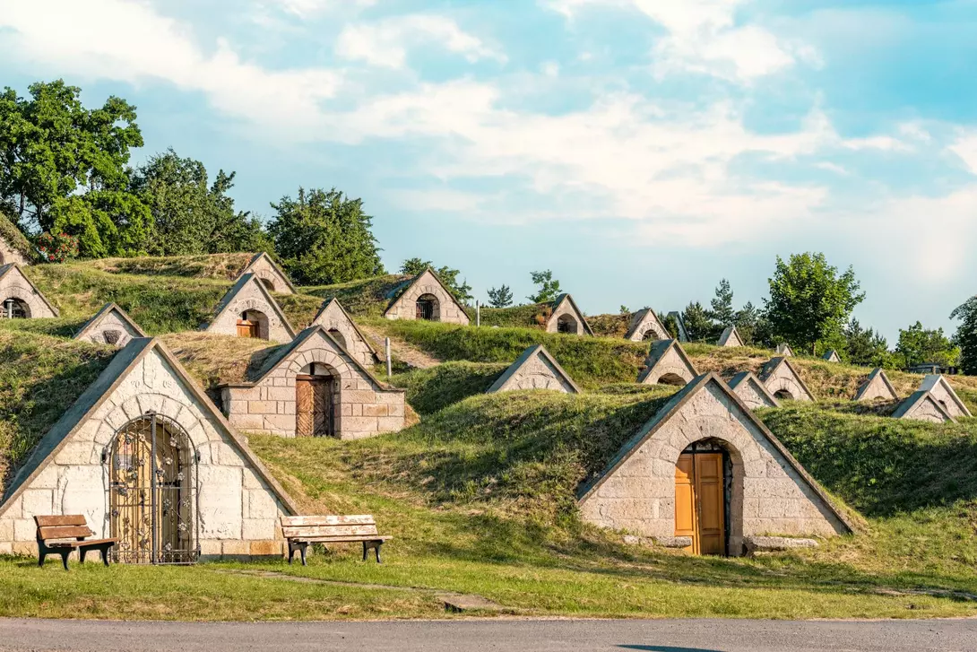 Wine cellars in a row at Tokaj Wine region