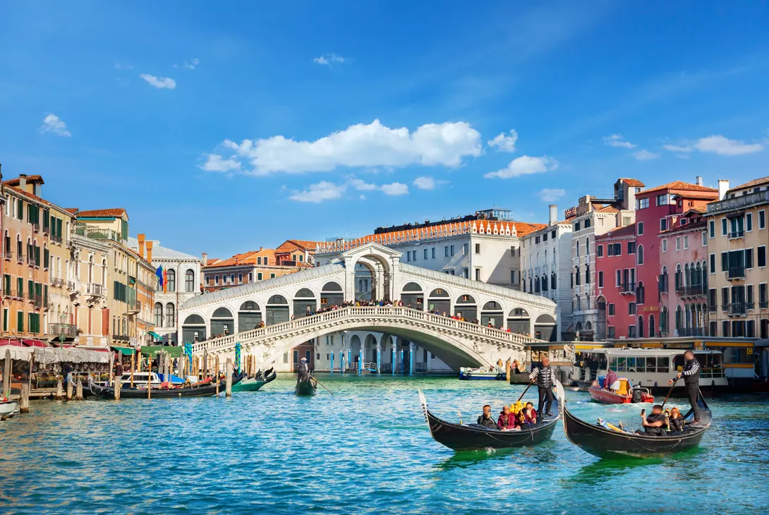 Grand canal on sunny day in Venice