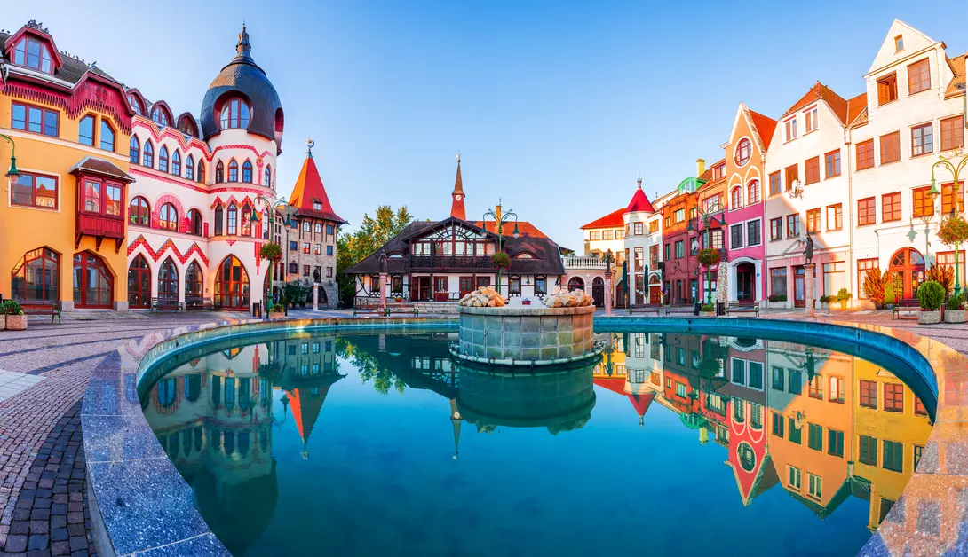 Panorama of historical architectural Courtyard of Europe in Komarno, Slovakia