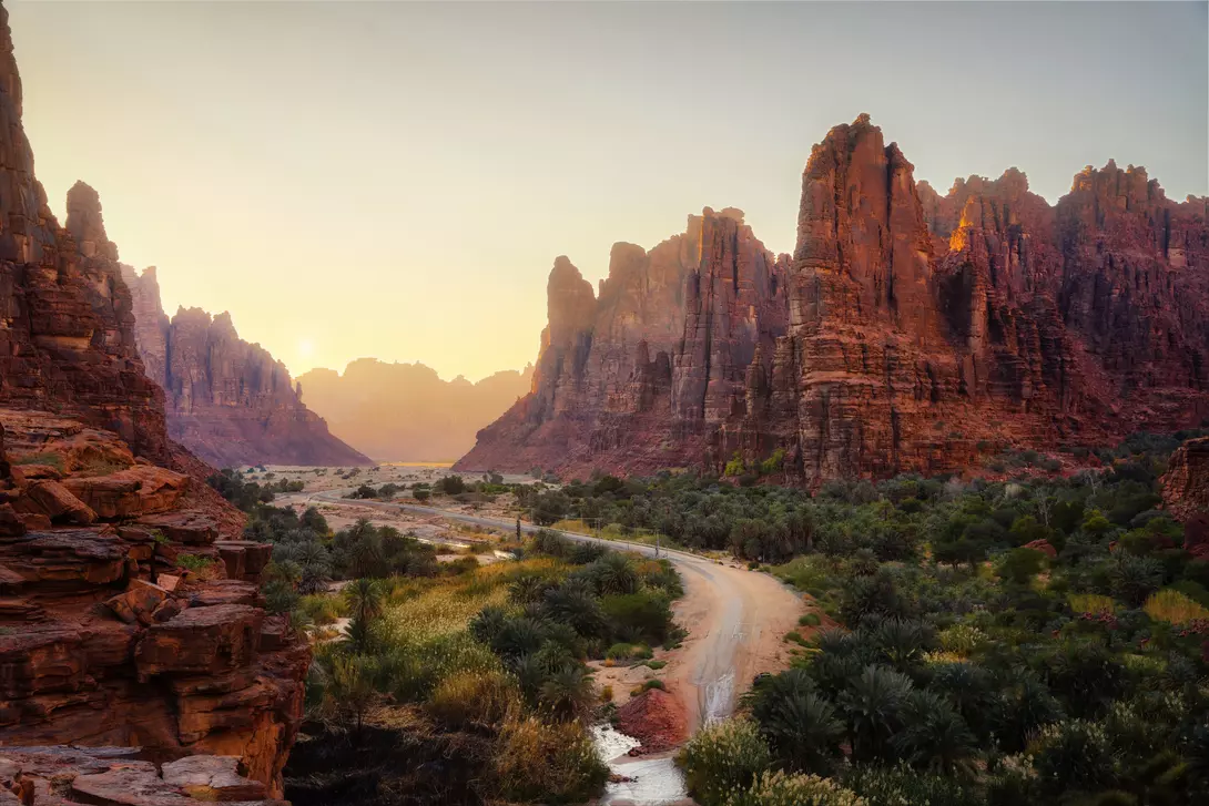 Wadi al Disah Canyon, one of six sandstone canyon-like valleys in Saudi Arabi