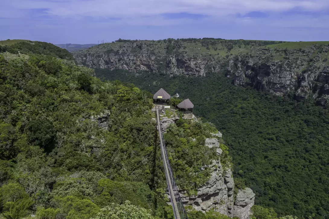 Lake Eland Nature reserve in Oribi gorge with a hanging suspension bridge South Africa