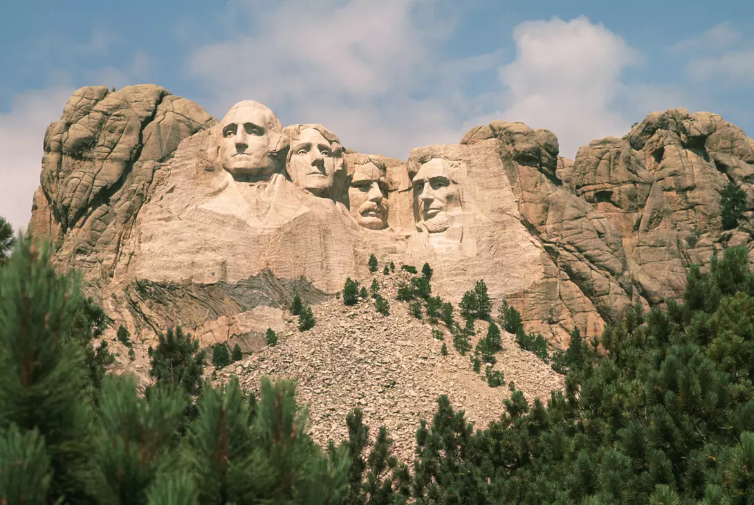The founding fathers are famously carved into the side of the mountain