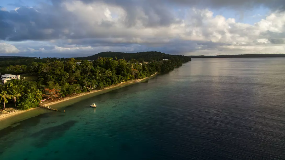 Aerial view of coast of Tonga