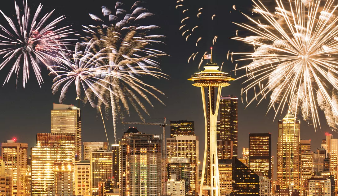 Fireworks for a national holiday in Seattle