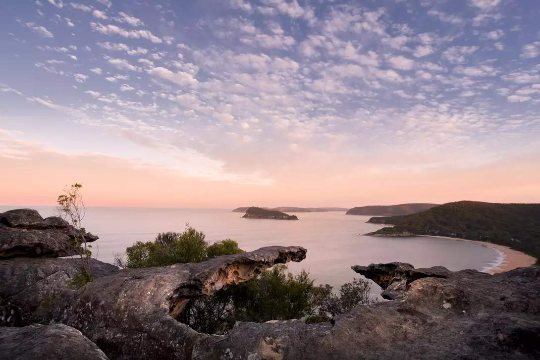 Looking south toward Lion Island, Palm beach and the coastline of Sydney, Australia, NSW