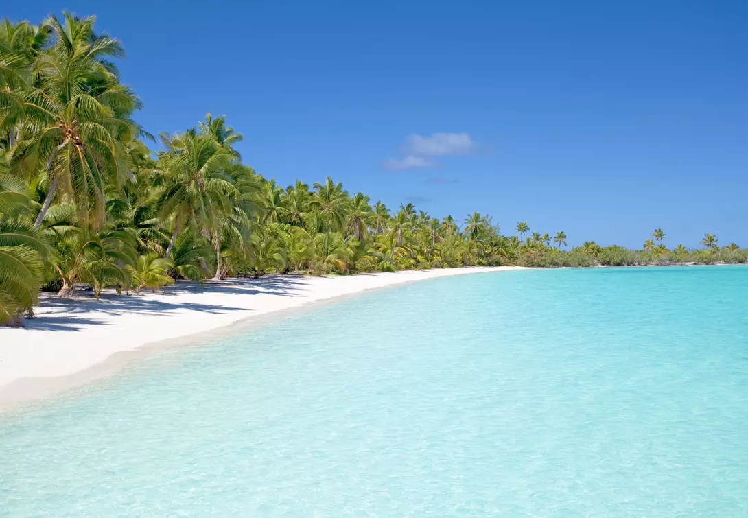 Aitutaki in the Cook Islands, South Pacific has idyllic lagoons with white sand and clear water