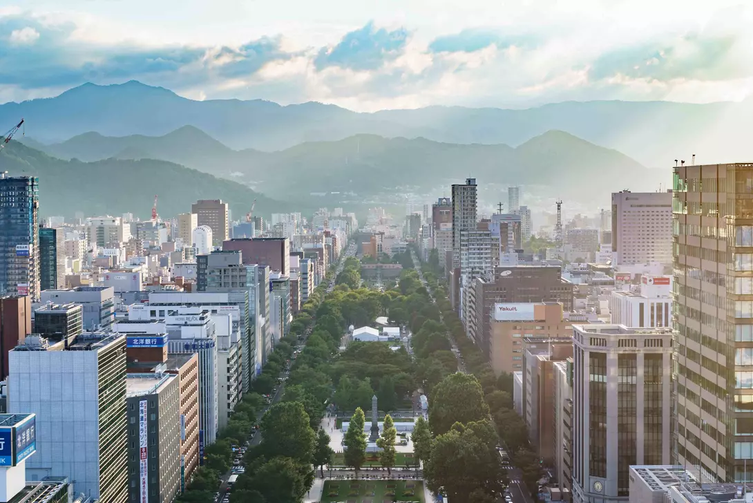Odori Park,Hokkaido Looking out at Odori park from Sapporo TV tower in Sapporo, Hokkaido, Japan