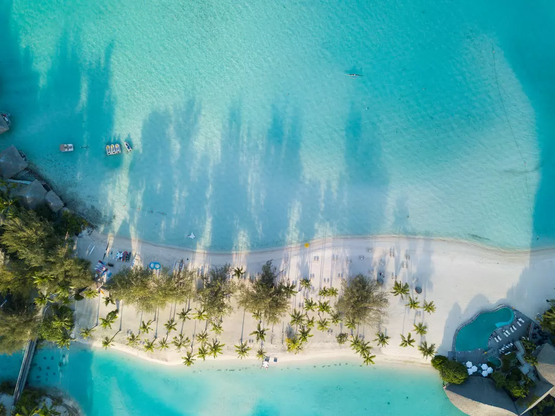 Aerial view of beach and waters