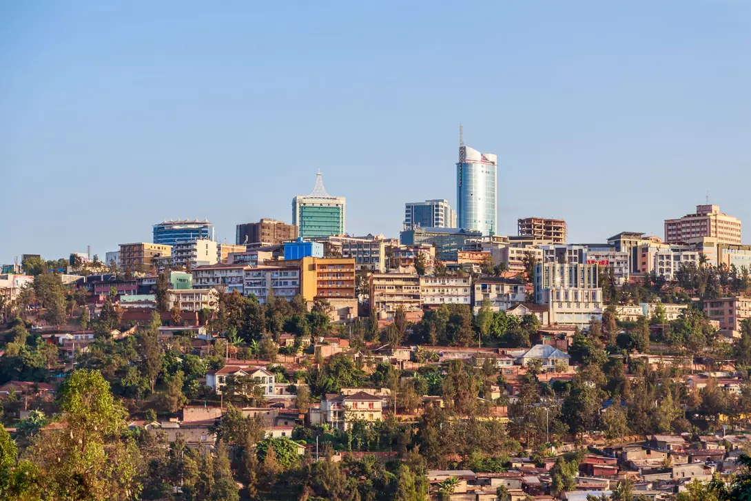 Panoramic view at the city business district of Kigali Rwanda