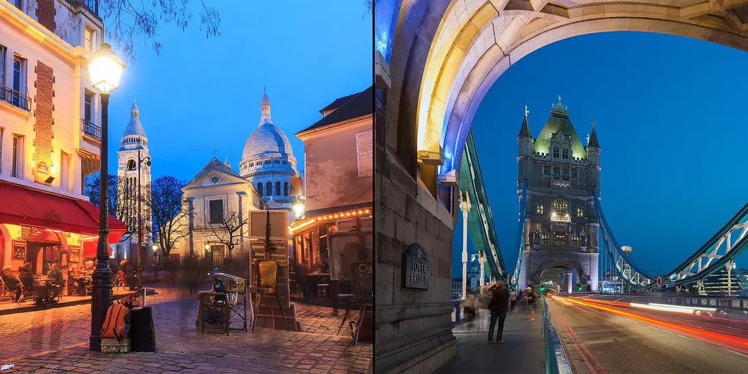 Visit the iconic sights of two of Europe's greatest cities