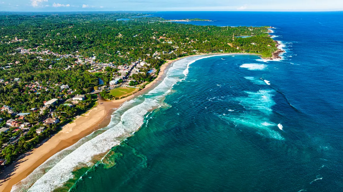 Aerial view of Tangalle Beach.