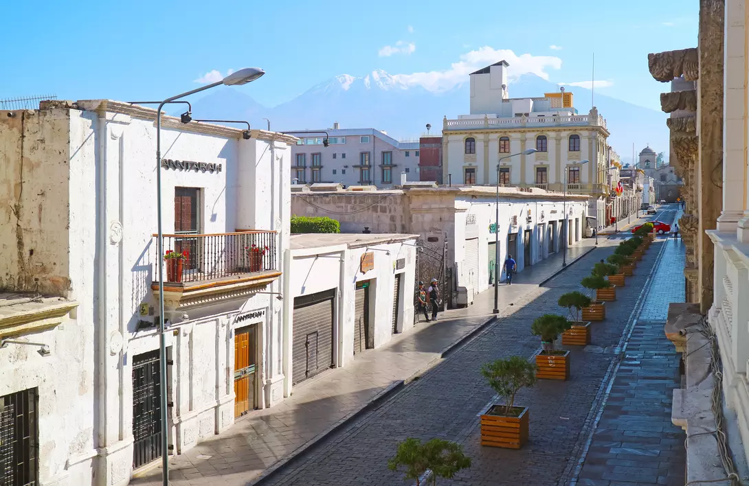 Arequipa of Peru Known as The White City with Misti Volcano in the Backdrop, Much of the City Built of Sillar White Volcanic Rock, South America