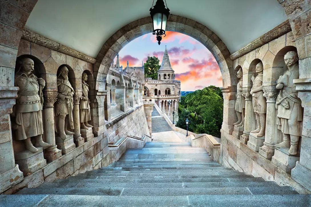 Fisherman's Bastion, a popular tourist attraction in Budapest, Hungary