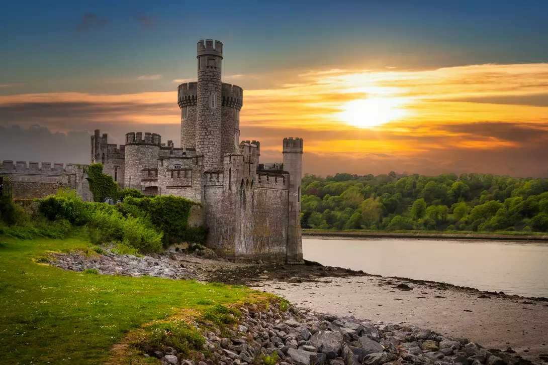 Blackrock Castle and observatory in Cork at sunset, Ireland.
