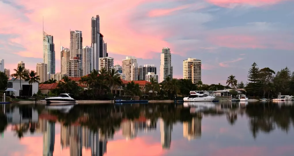 Surfers Paradise skyline at dawn is a must see on all Australian tours. Surfers Paradise skyline at dawn is a must see on all Australian tours.
