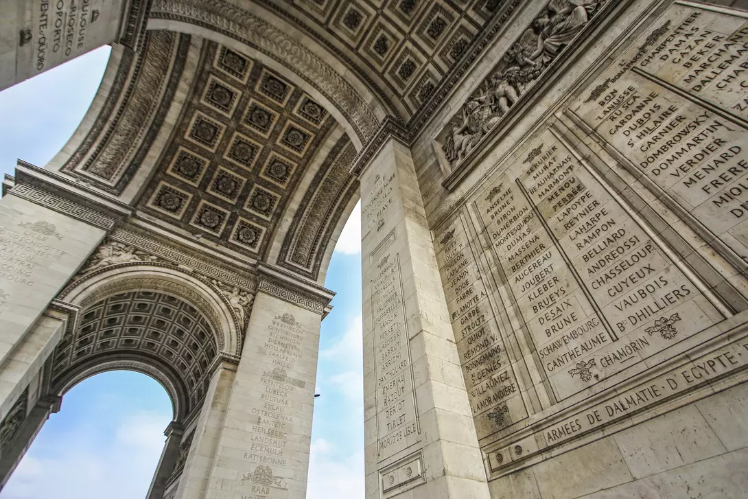 View of Arc de Triomphe on The Place Charles de Gaulle in Paris