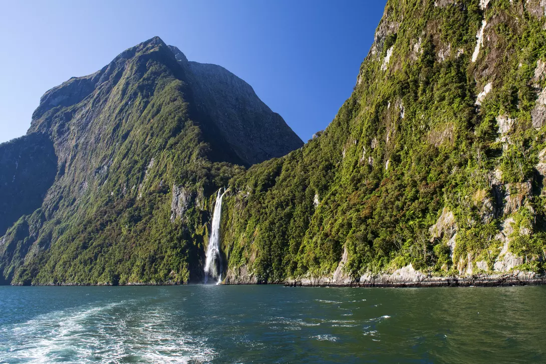 Waterfalls at Milford Sound, Fiordland,