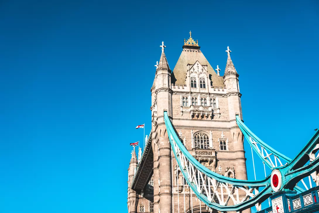 London Tower Bridge Bright Blue Sky