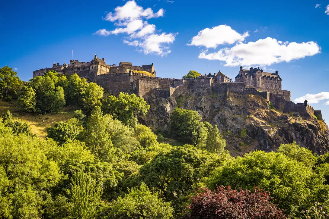 Edinburgh skyline capital city of Scotland UK United Kingdom with the Edinburgh castle.