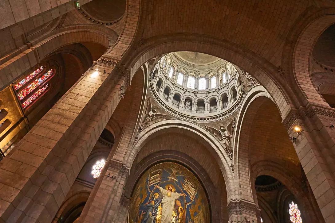 Interior view of the sanctuary of the Sacre Coeur basilica in Paris