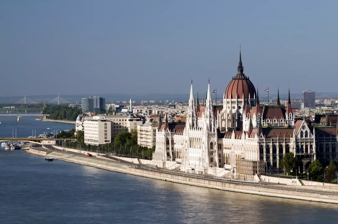 Hungarian Parliament in Budapest and Danube river