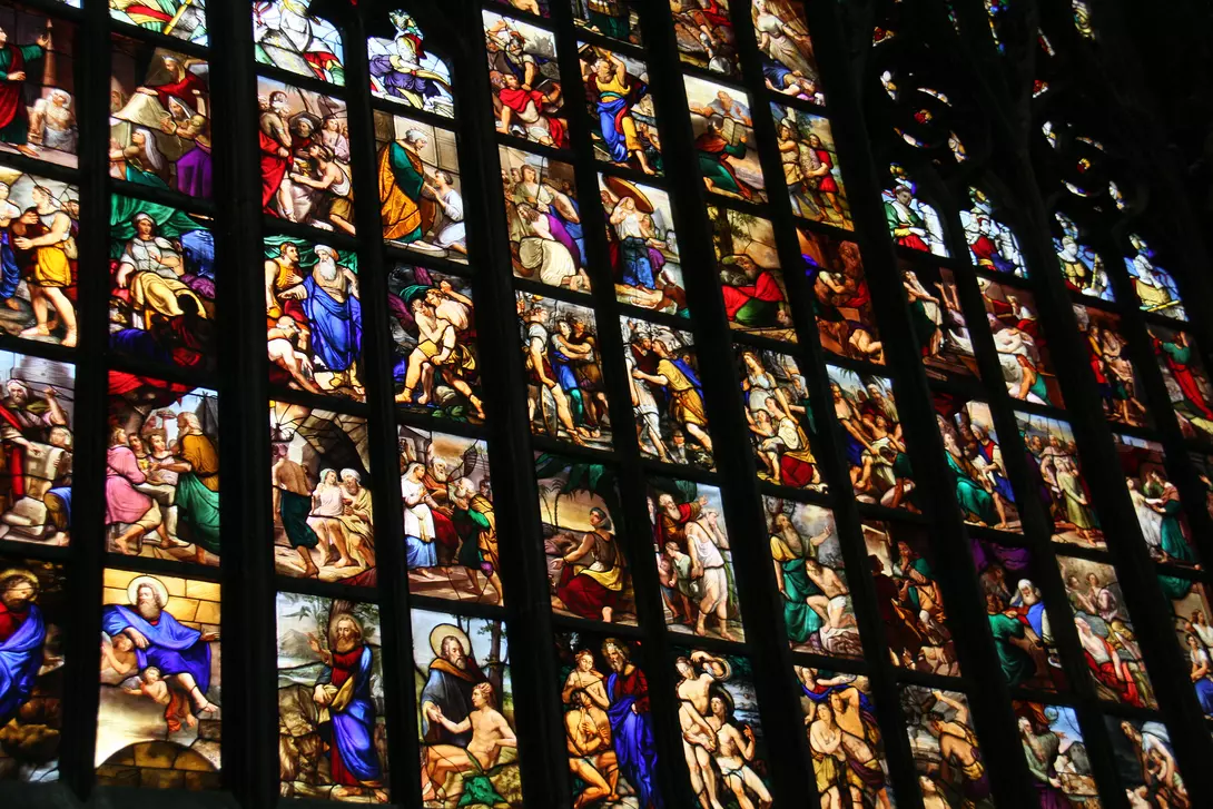Stained glass window in duomo