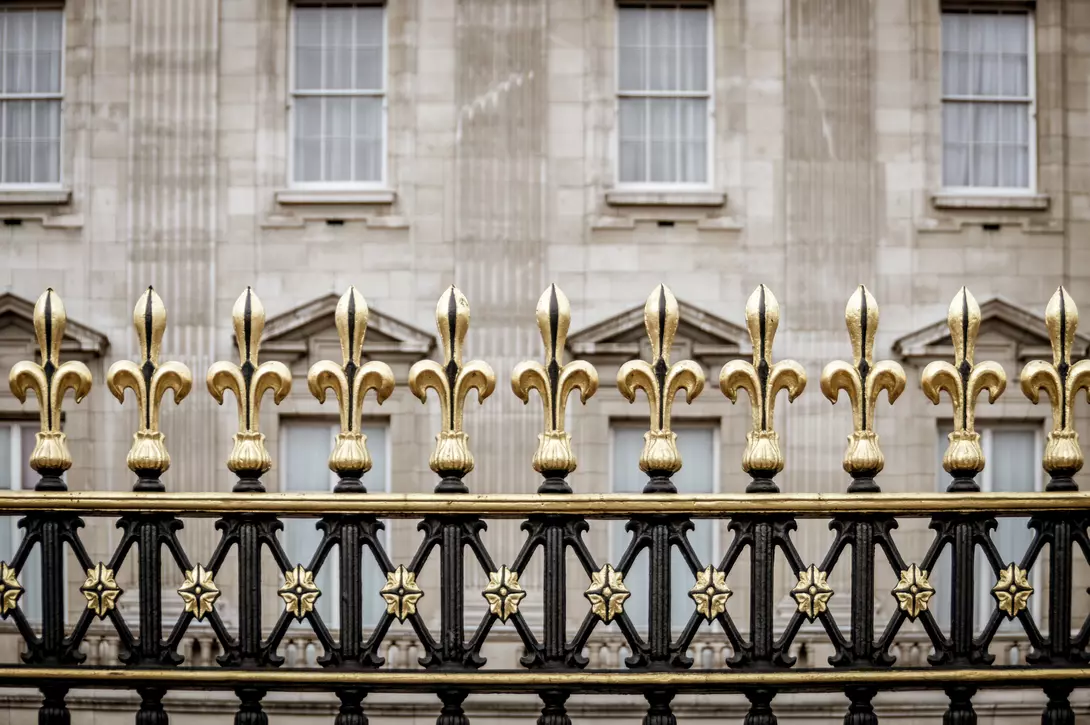 Decorative gate at Buckingham Palace in London, UK.
