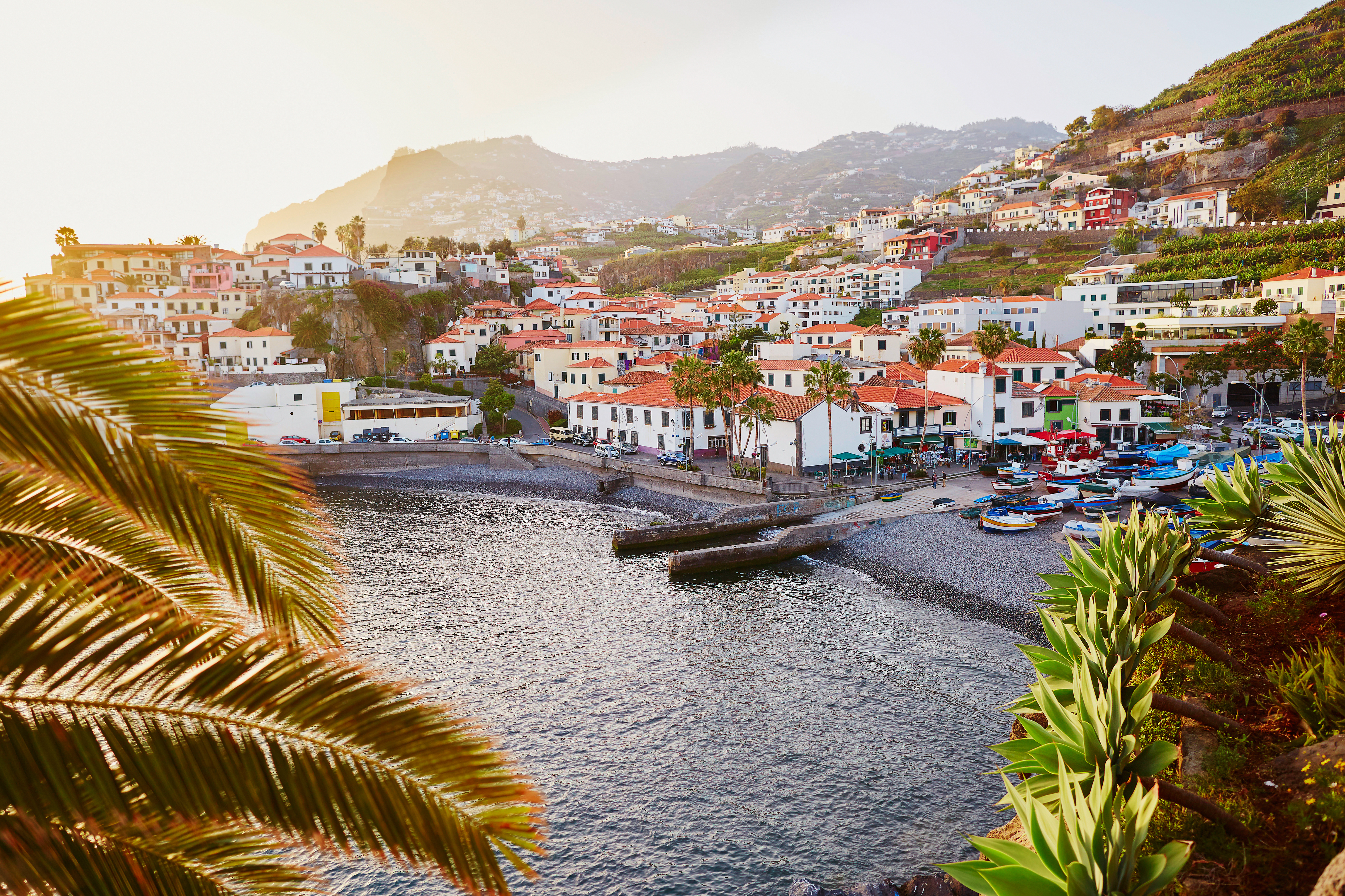 Scenic aerial view of Camara de Lobos village, Madeira, Portugal