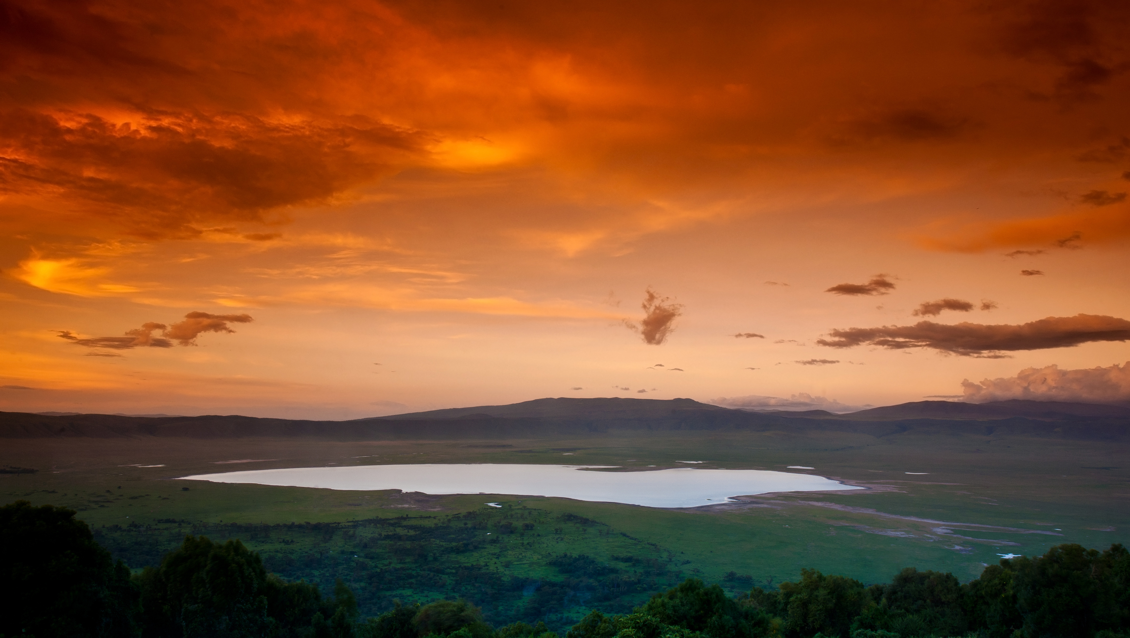African sunset over the Ngorongoro Crater, Tanzania