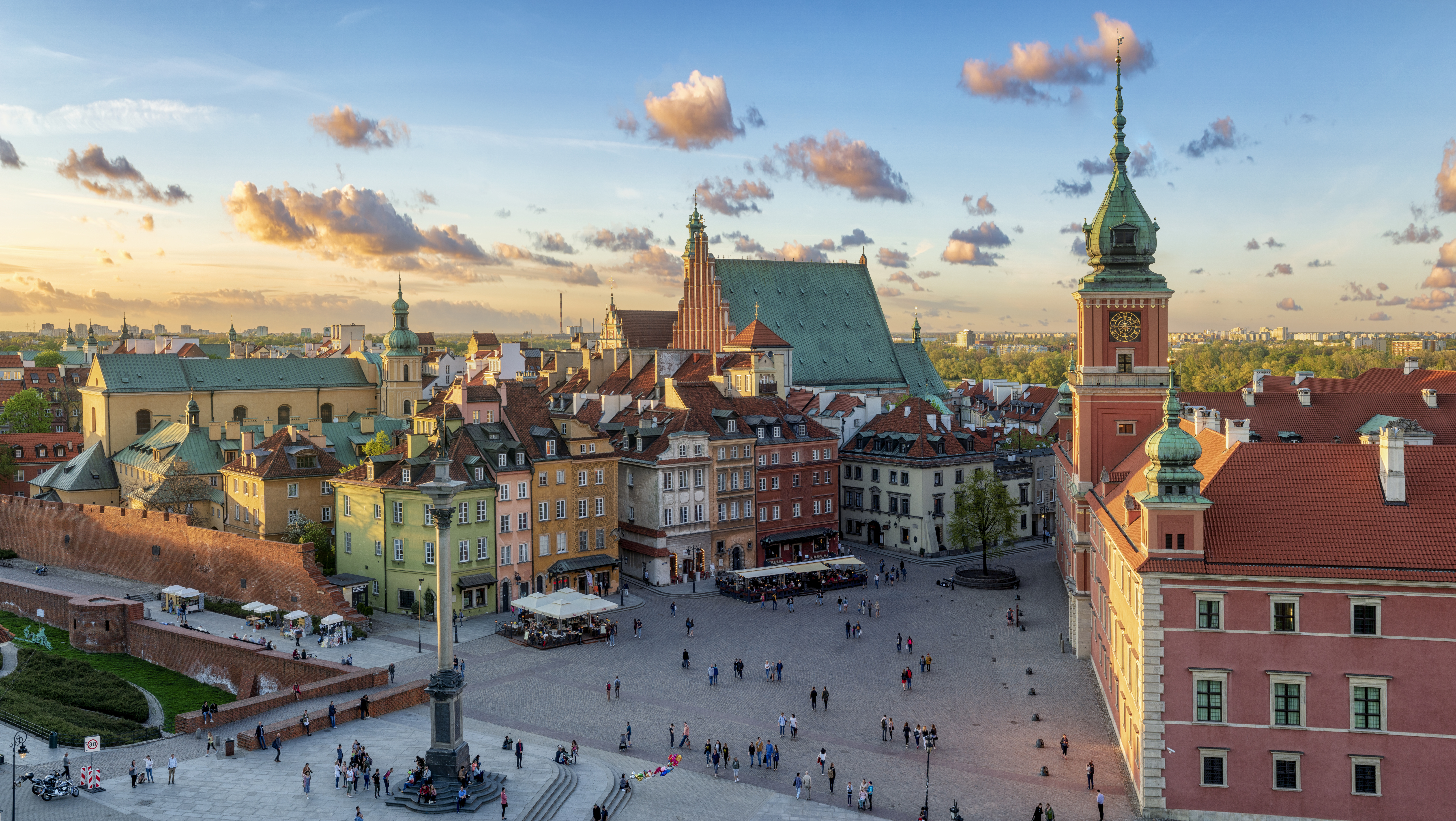 Royal castle and old town at sunset