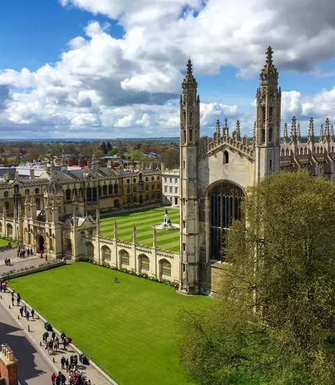 Aerial view of King's College at The University of Cambridge