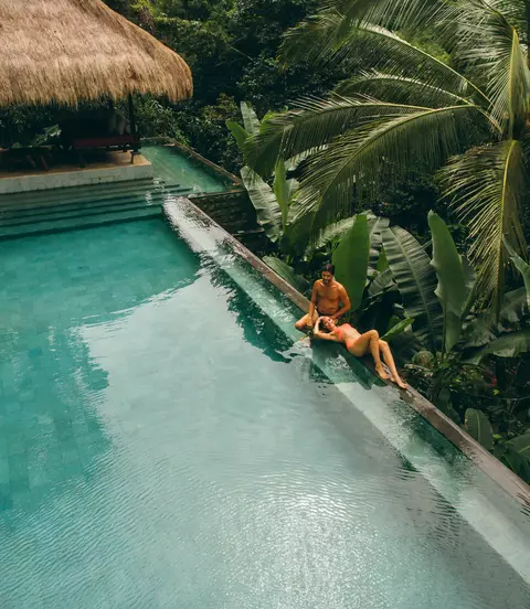 Couple on holiday at luxury resort