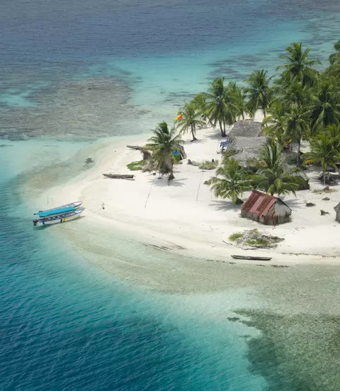 Aerial view of a tropical island