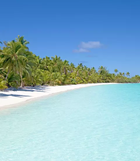 Aitutaki in the Cook Islands, South Pacific has idyllic lagoons with white sand and clear water