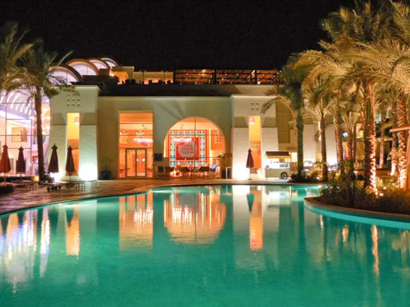 Night illumination of a popular hotel in Sharm el Sheikh