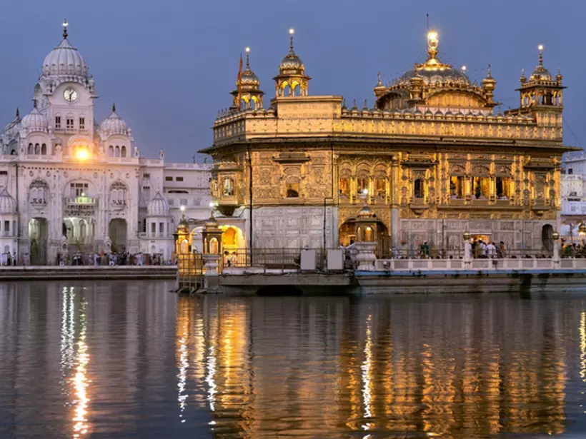 Sikh Golden temple Harmandir Sahib at sunrise
