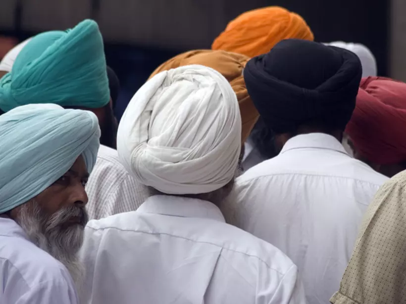 Sikh pilgrims in the Golden Temple during Full Moon Festival