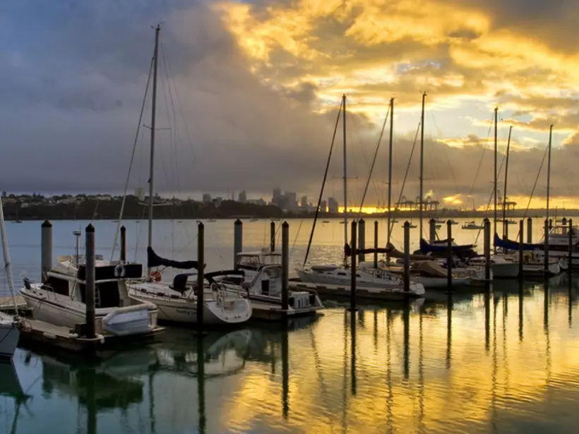 The City of Sails - sunset over the Auckland marina