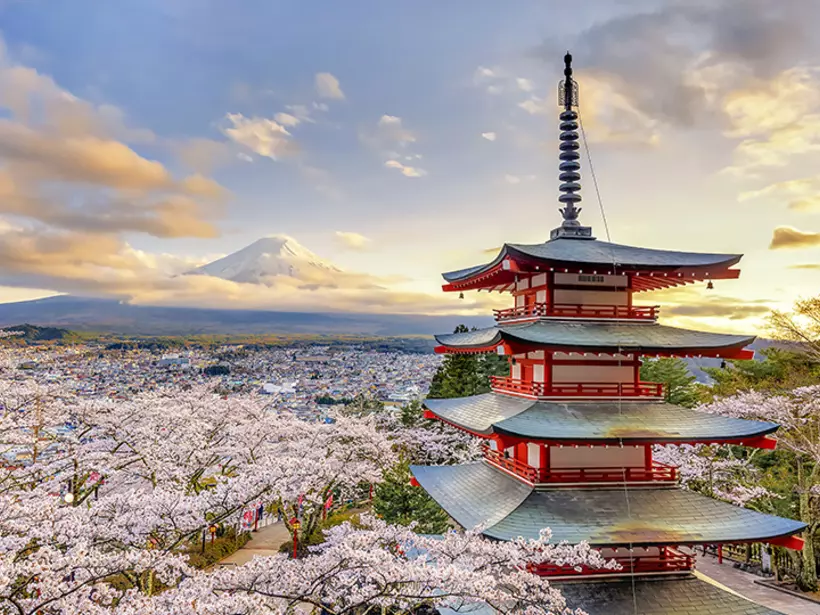 Fujiyoshida offers spectacular views of nearby Mt. Fuji